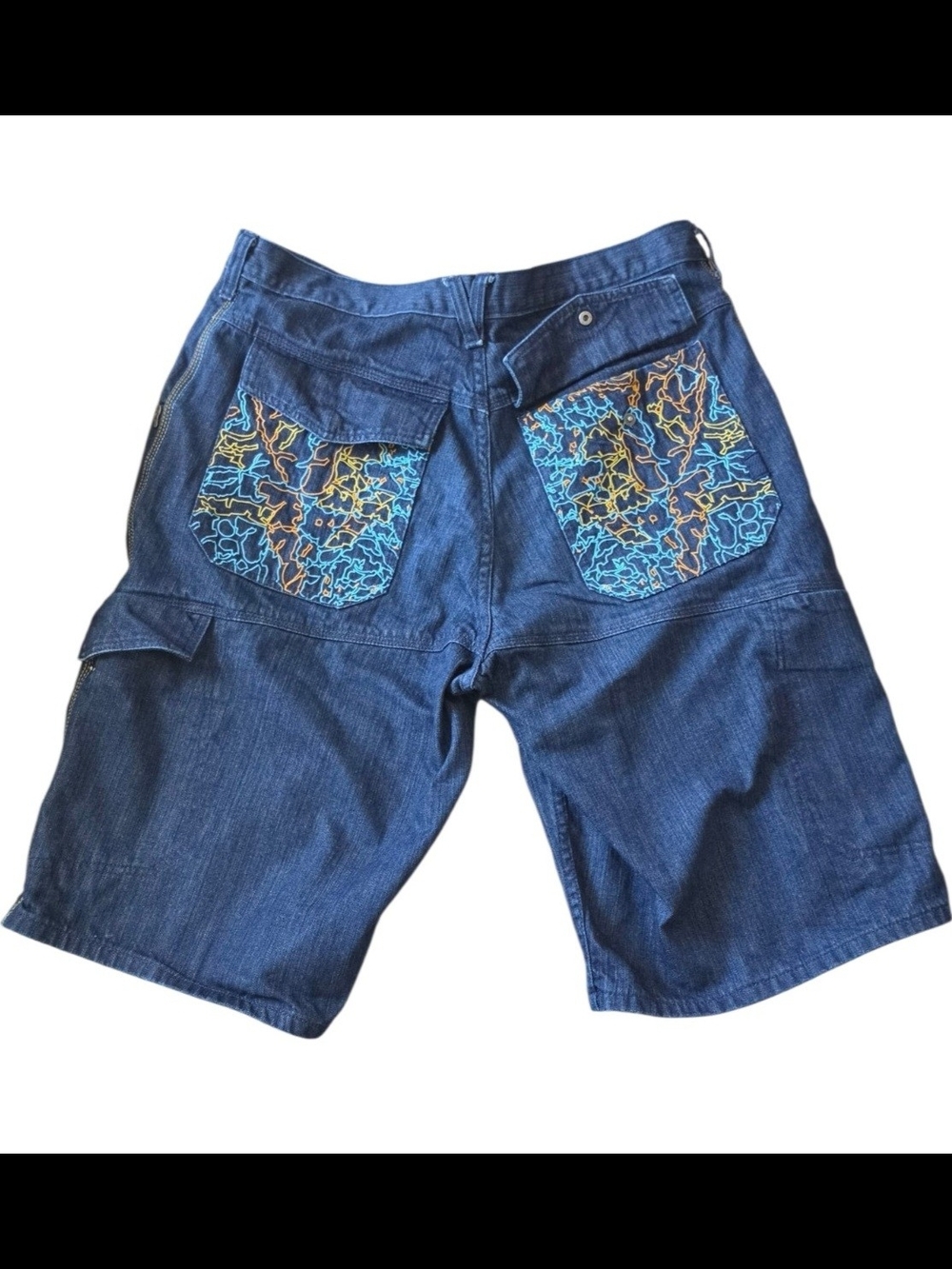 Vintage Jordan Embroidered Denim Jorts Cargo Shorts Size 36 Baggy Y2K Hip Hop